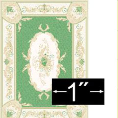 Dollhouse Miniature Rug: Aubusson Green, 1/4" Scale